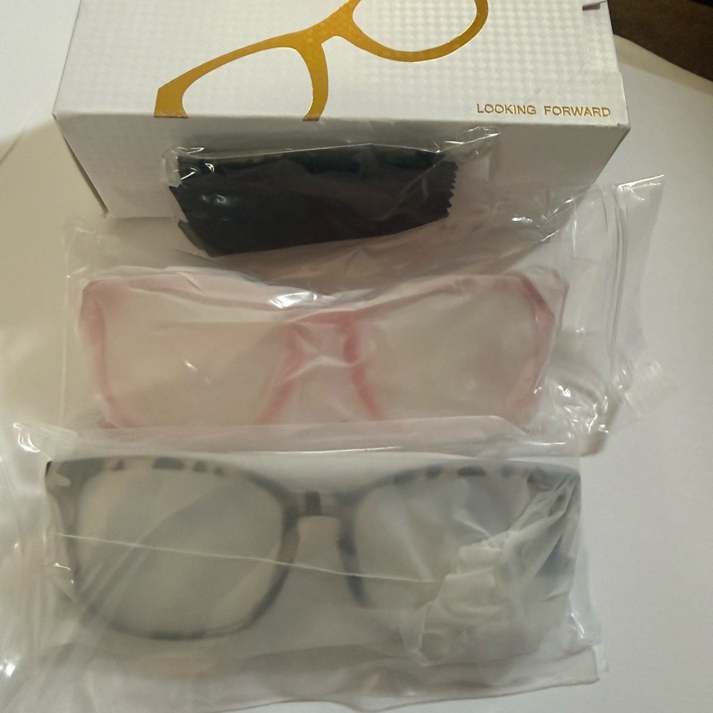 2 Pairs Square Lens Blue Light Glasses Looking Forward Brand Pink&Tortoise Shell